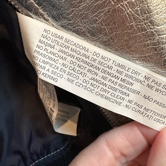 Zara Outerwear Silver Metallic Bomber Jacket Embroider Floral Butterflies Size M - Picture 12 of 15